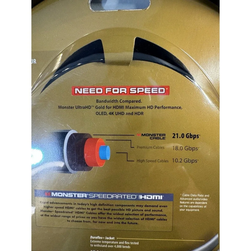 HDMI Monster Cable, 4K HDR Ultra HD Gold, 6 Ft. New/Sealed